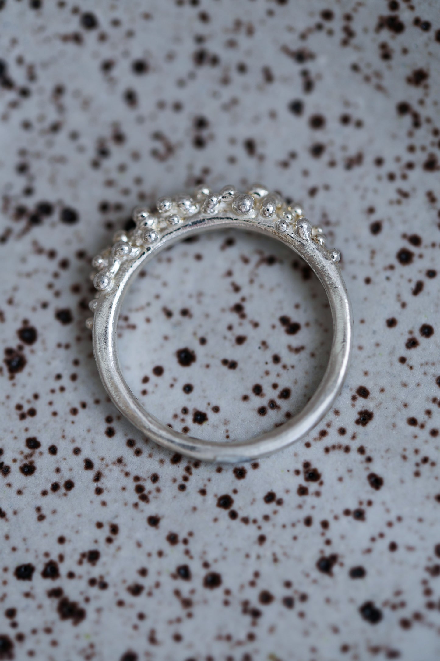 Bubbling ocean ring, size 6, recycled sterling silver.