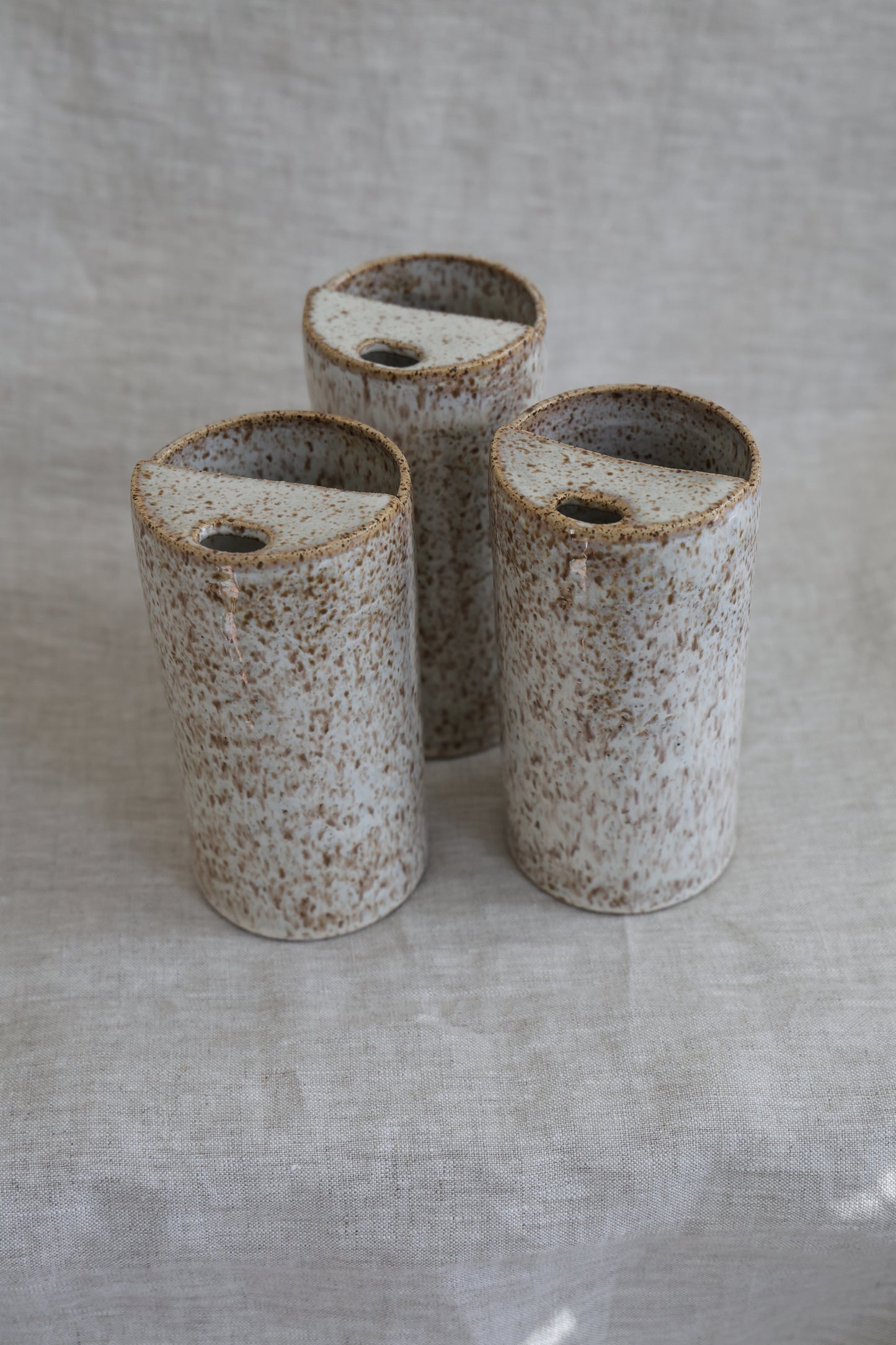 Travel Cup, To Go cup, On The Go Cup, Ceramic Travel Mug, Mustache Saver,  Handmade Pottery, Speckled White Travel Mug