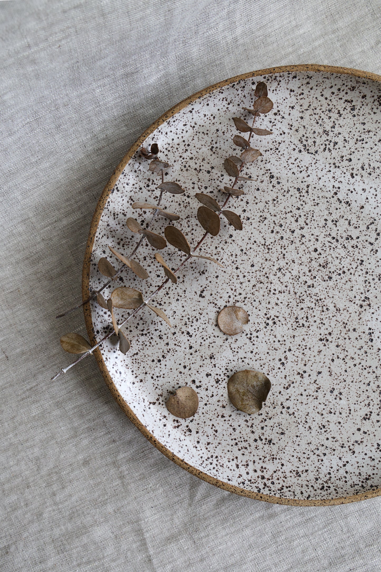 Speckled Matte White Handmade Dinner Plate, Minimalist Pottery, Ceramic, Made to Order, Dinnerware