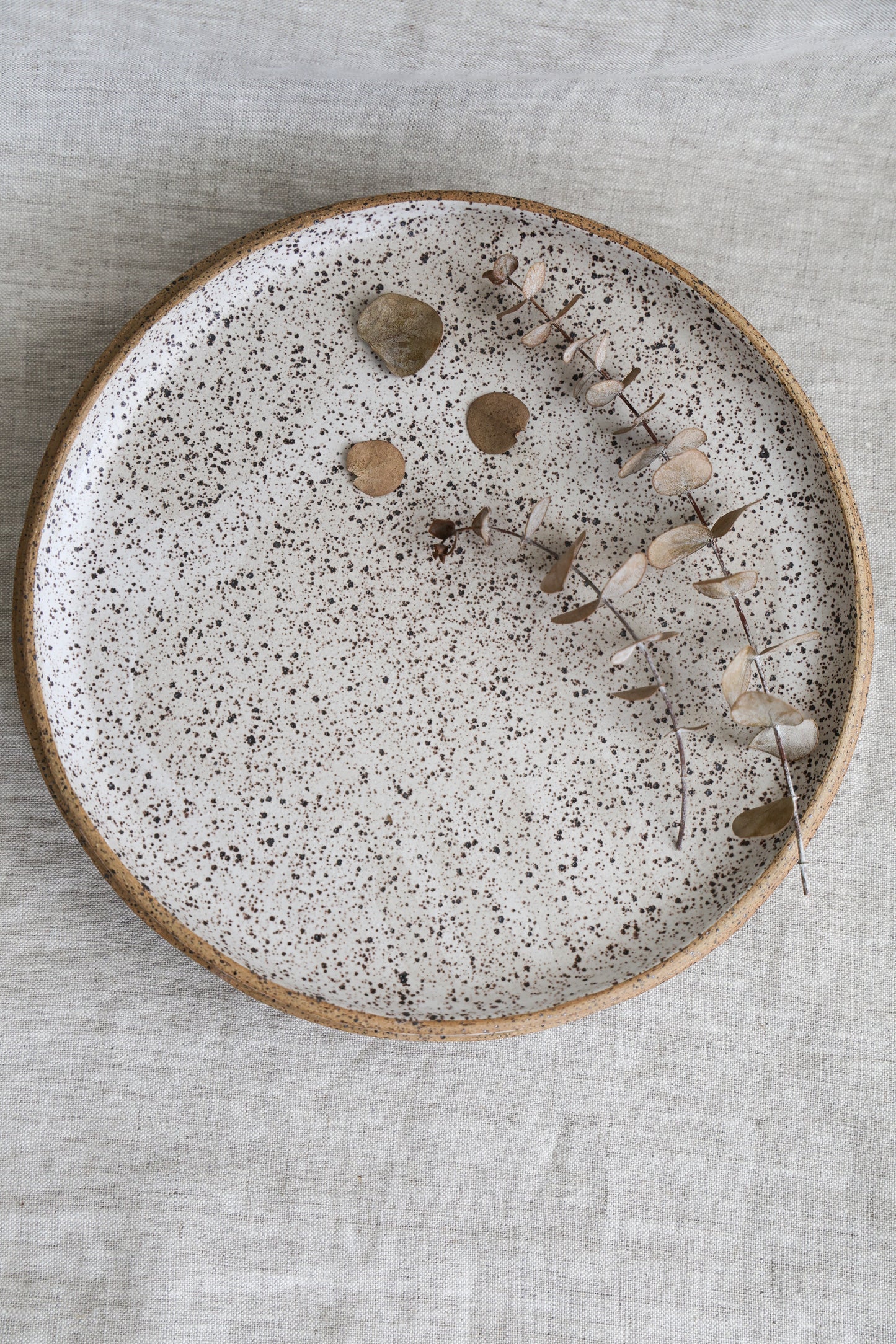 Speckled Matte White Handmade Dinner Plate, Minimalist Pottery, Ceramic, Made to Order, Dinnerware