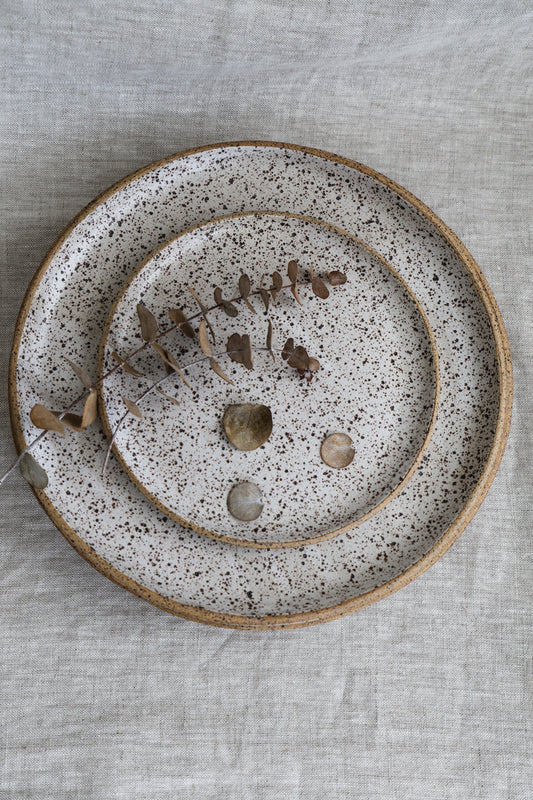 Speckled Matte White Handmade Plates, Minimalist Pottery, Ceramic, Made to Order
