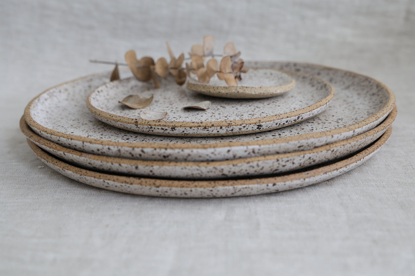 Speckled Matte White Handmade Dinner Plate, Minimalist Pottery, Ceramic, Made to Order, Dinnerware