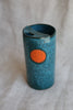 Deep Blue with Orange Moon Speckled To Go Cup, Travel Mug, Travel Tumbler, Mustache Saver, Ceramic Stoneware,  Hand Thrown in Maine 13-15oz.  Pottery Cup
