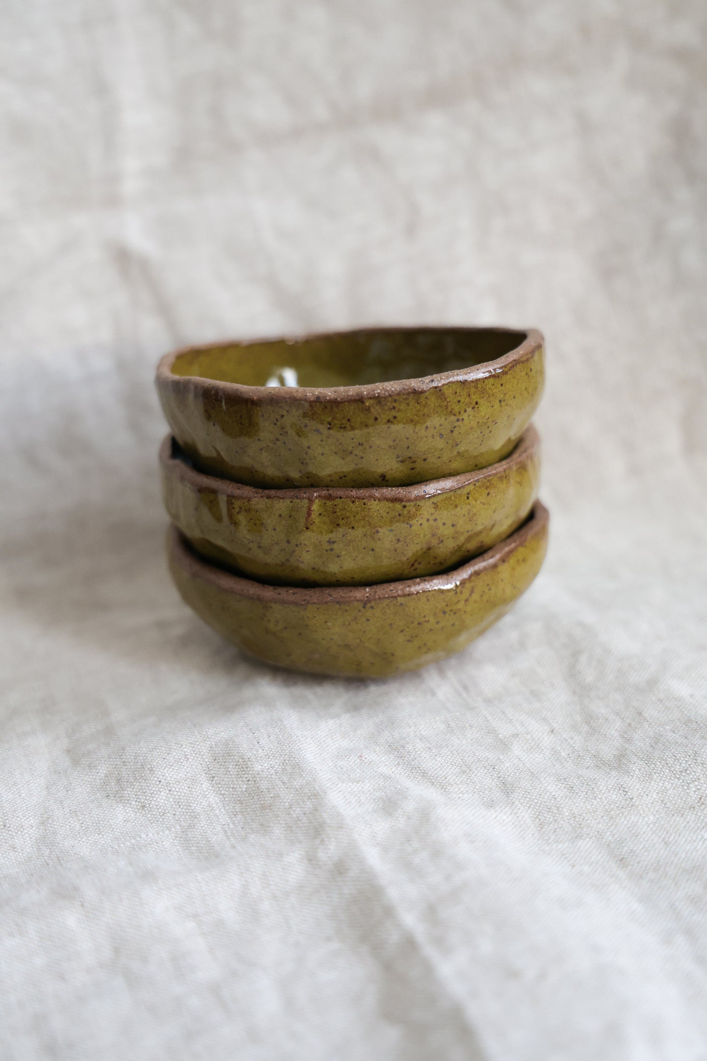 Hand Built Olive Trinket Dish Set, Jewelry Bowl, Ceramic, Rustic, Wabi Sabi Style, Dipping Dish