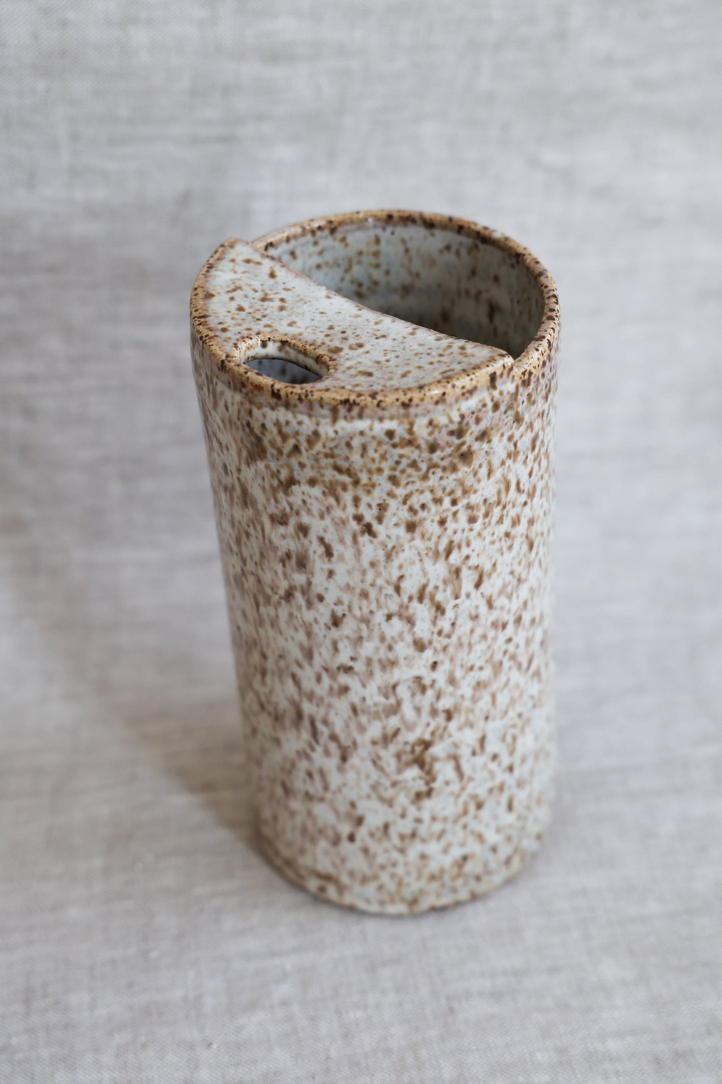 Travel Cup, To Go cup, On The Go Cup, Ceramic Travel Mug, Mustache Saver,  Handmade Pottery, Speckled White Travel Mug