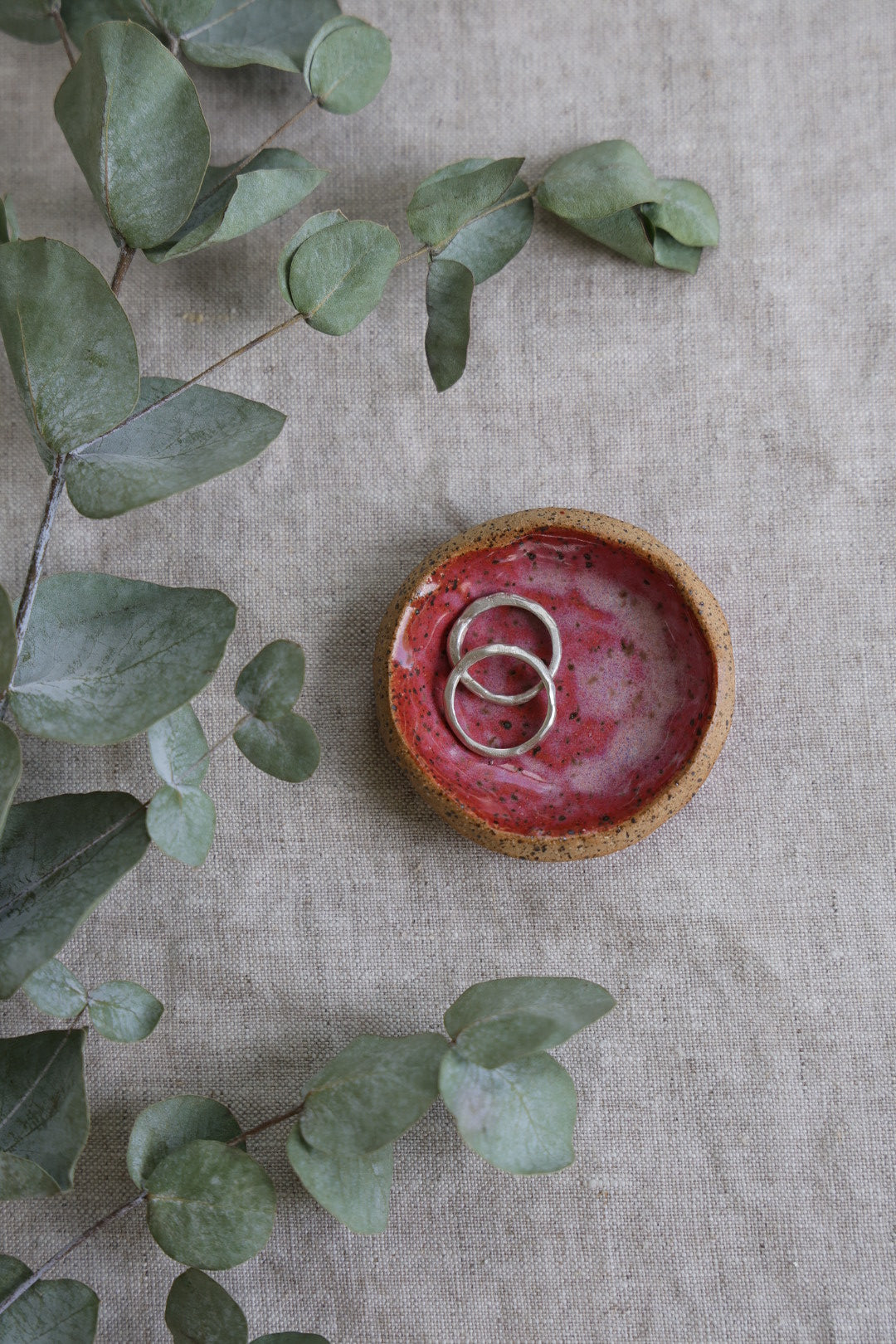 Tiny, trinket, dish, ceramic, green, white, pink