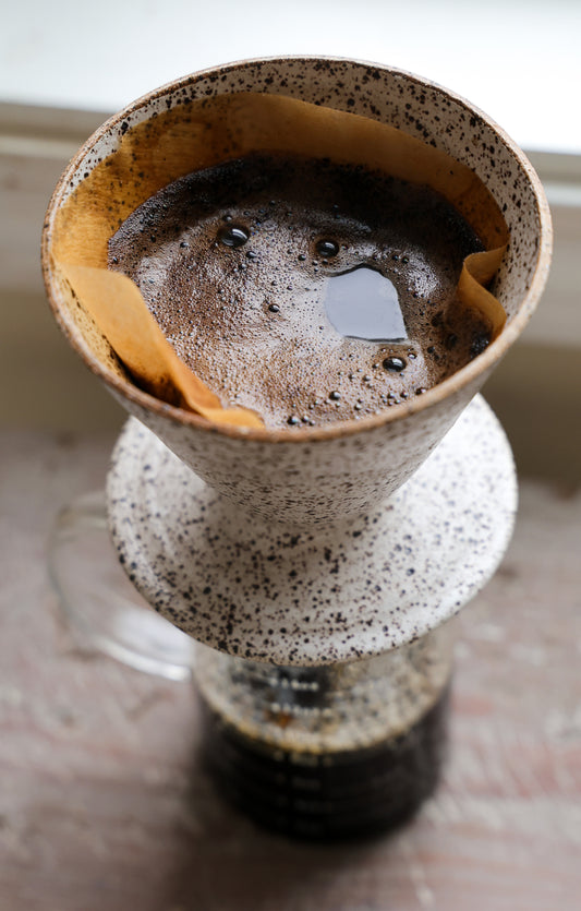 Handmade White Matte Coffee Pour Over Brewer Coffee Maker, White, Minimalist Dripper,  Ceramic Stoneware Hand Thrown in Maine