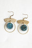 Solid brass boho hoop earrings with stunning turquoise