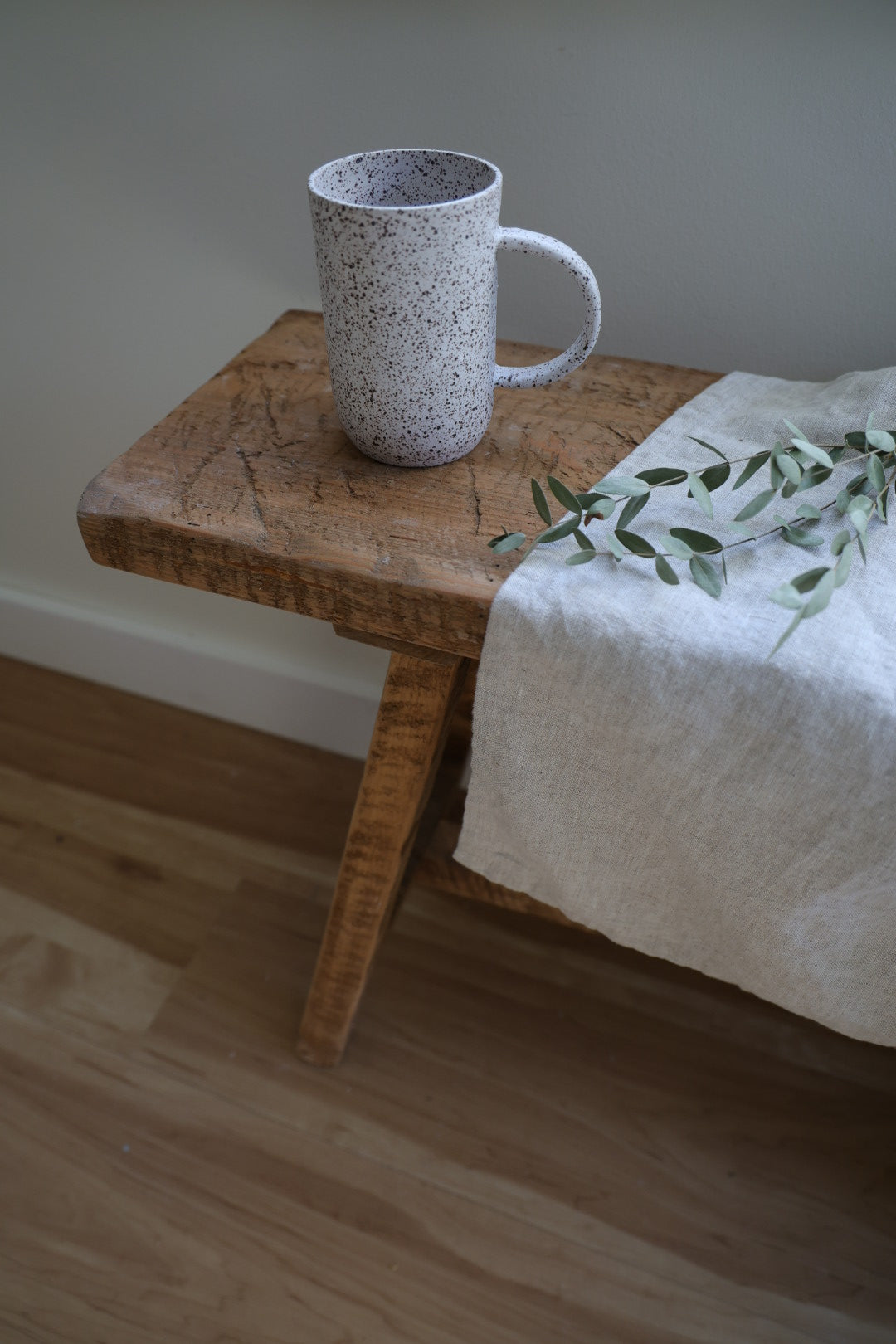 Matte white minimalist Ceramic Stoneware mug Hand Thrown in Maine 12-14oz.