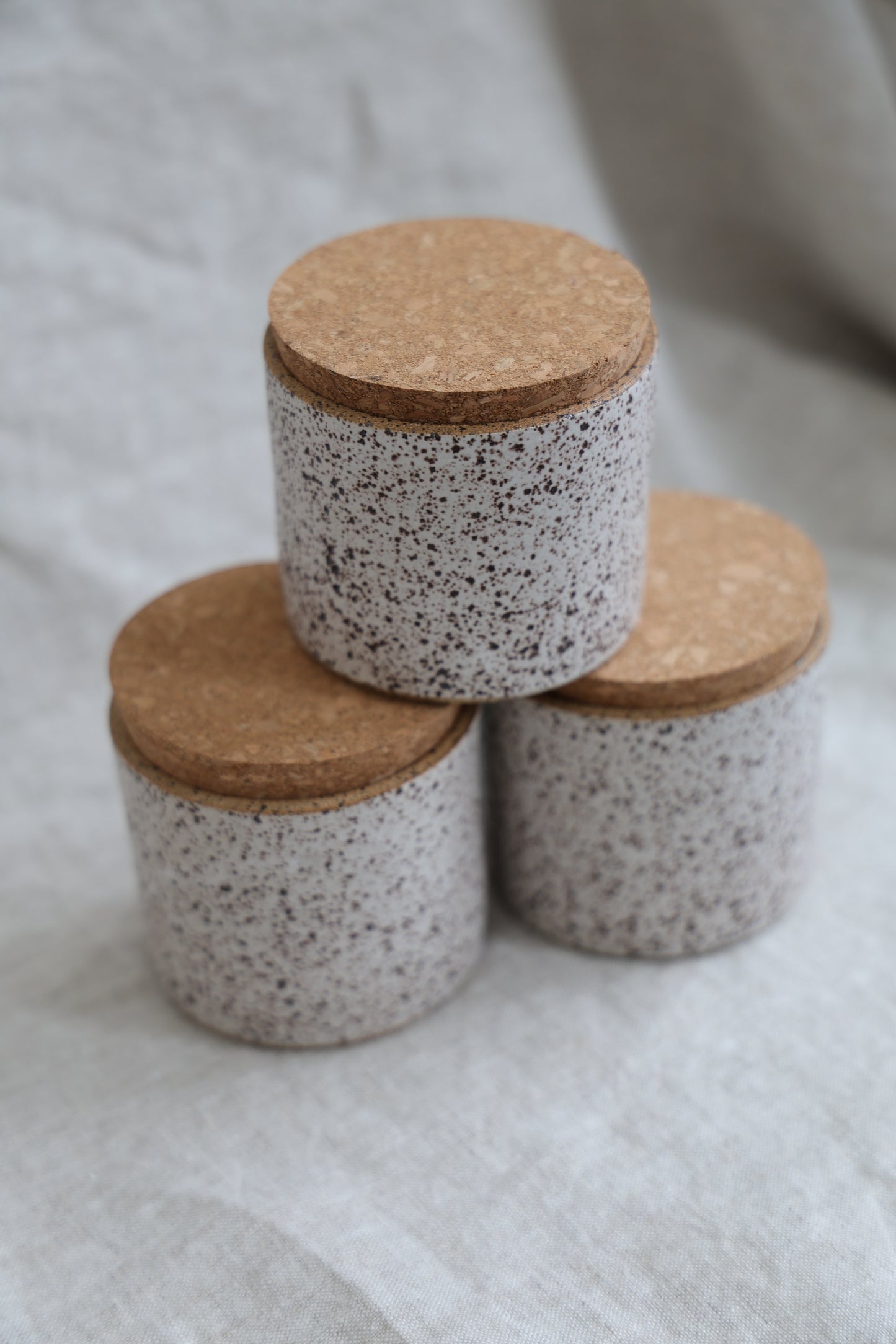 Handmade Ceramic Salt Cellar with Cork Lid – Minimalist Kitchen Storage