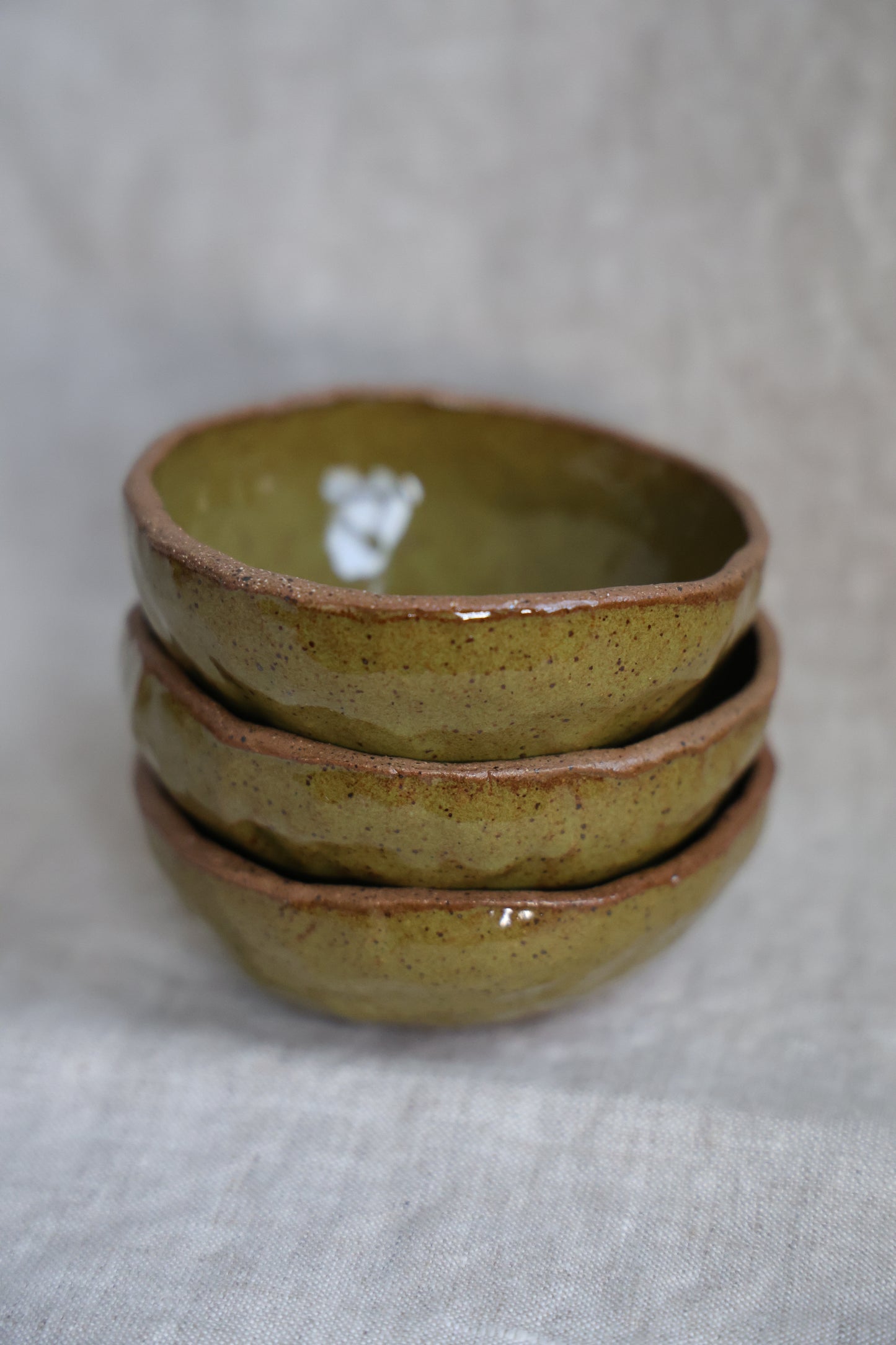 Hand Built Olive Trinket Dish Set, Jewelry Bowl, Ceramic, Rustic, Wabi Sabi Style, Dipping Dish