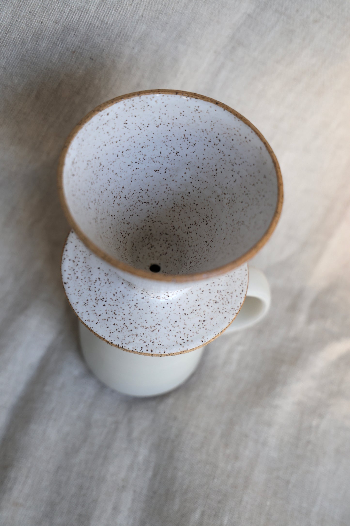 Handmade White Coffee Pour Over Brewer Coffee Maker, White, Minimalist Dripper,  Ceramic Stoneware Hand Thrown in Maine