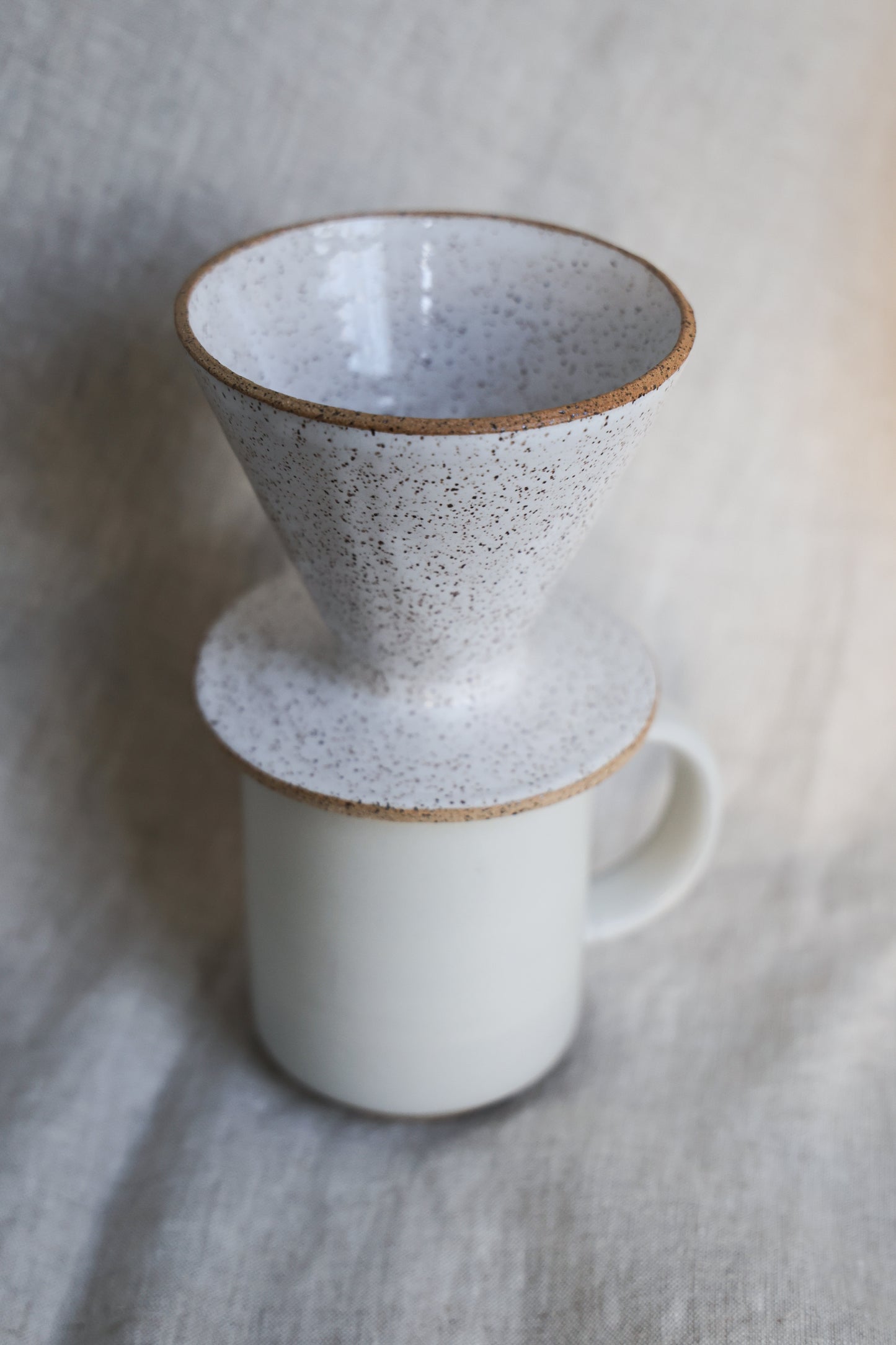 Handmade White Coffee Pour Over Brewer Coffee Maker, White, Minimalist Dripper,  Ceramic Stoneware Hand Thrown in Maine