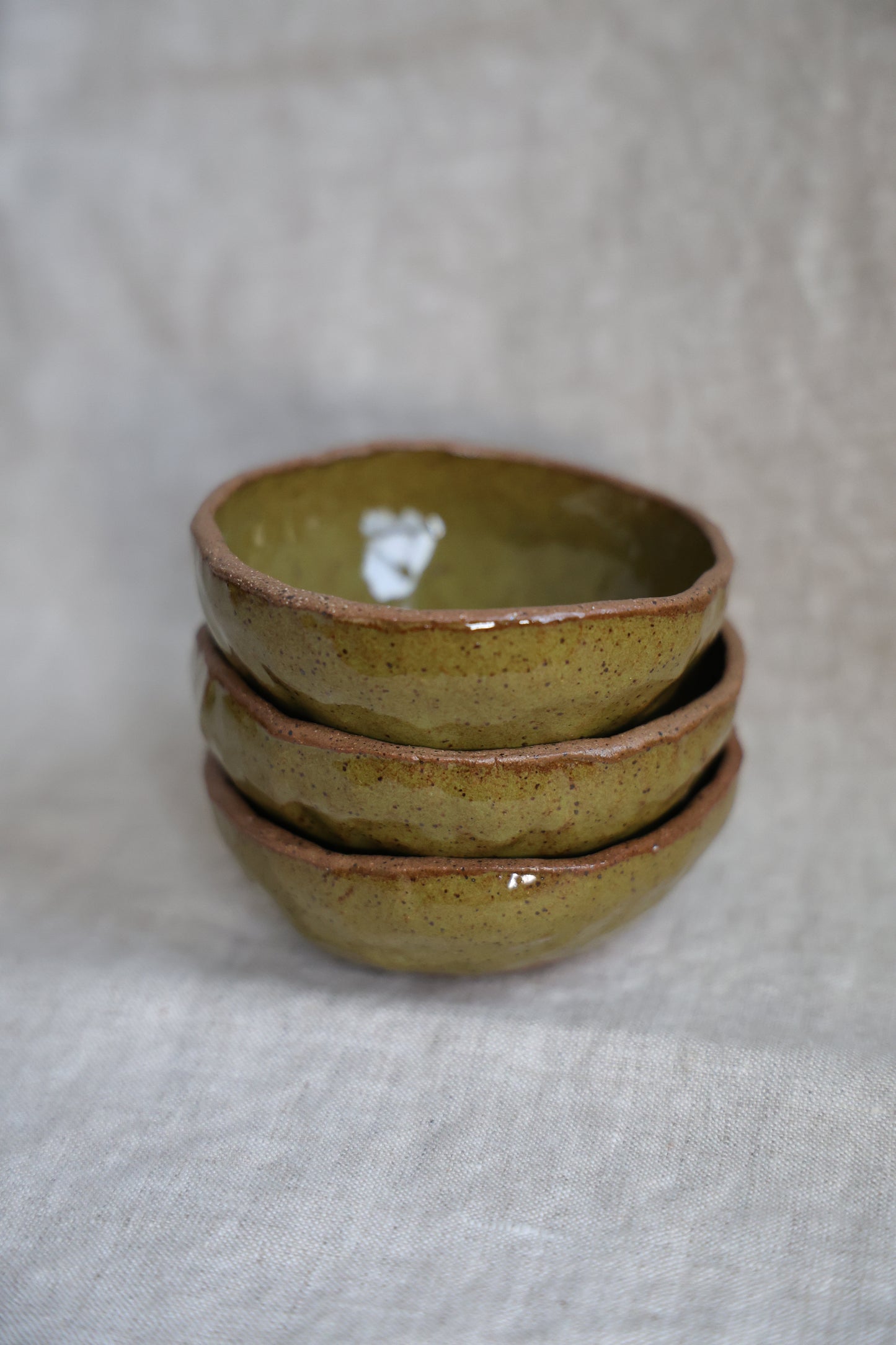 Hand Built Olive Trinket Dish Set, Jewelry Bowl, Ceramic, Rustic, Wabi Sabi Style, Dipping Dish