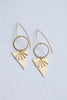 Brass sun beam earrings with triangle and hoop