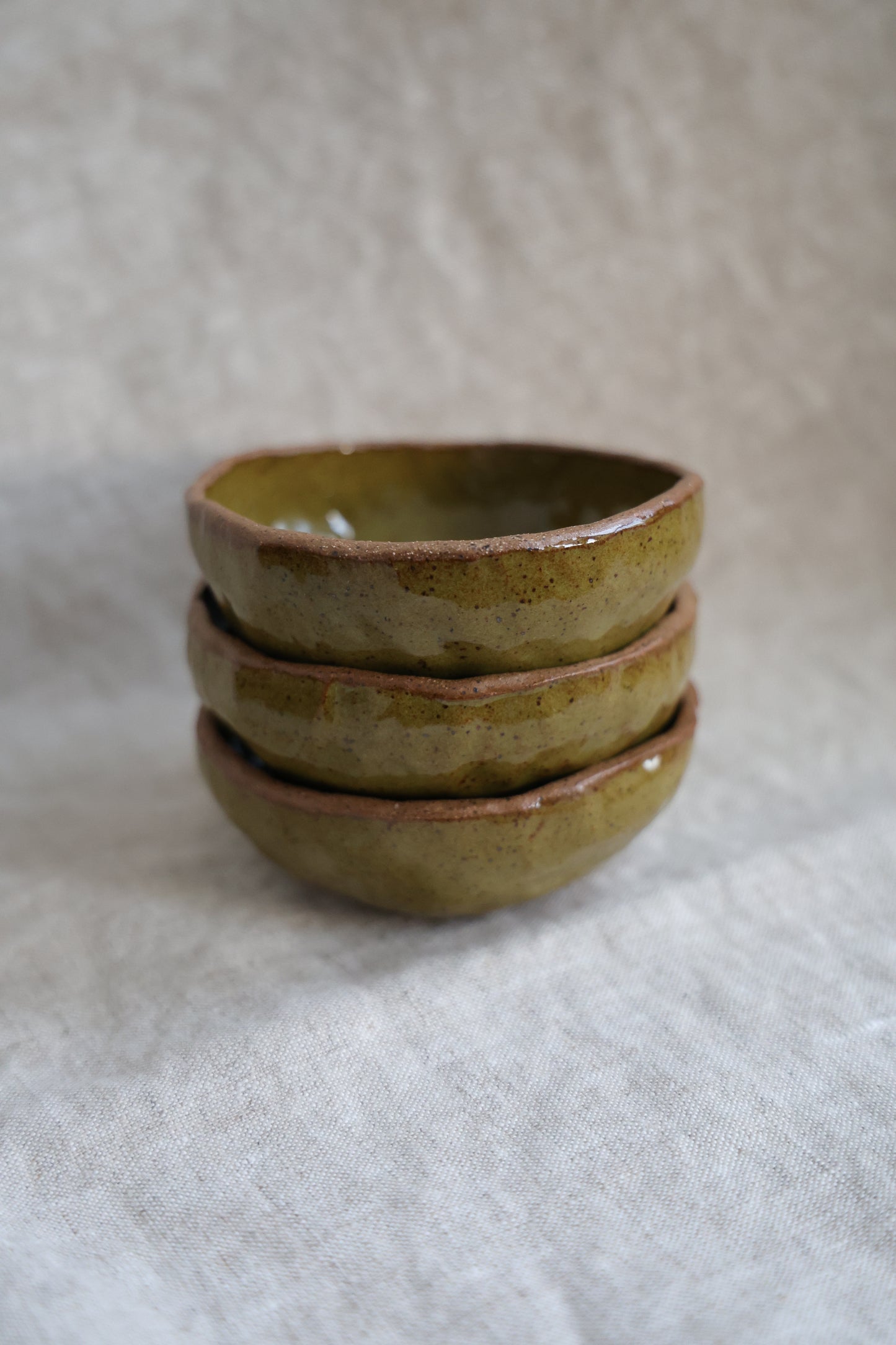 Hand Built Olive Trinket Dish Set, Jewelry Bowl, Ceramic, Rustic, Wabi Sabi Style, Dipping Dish