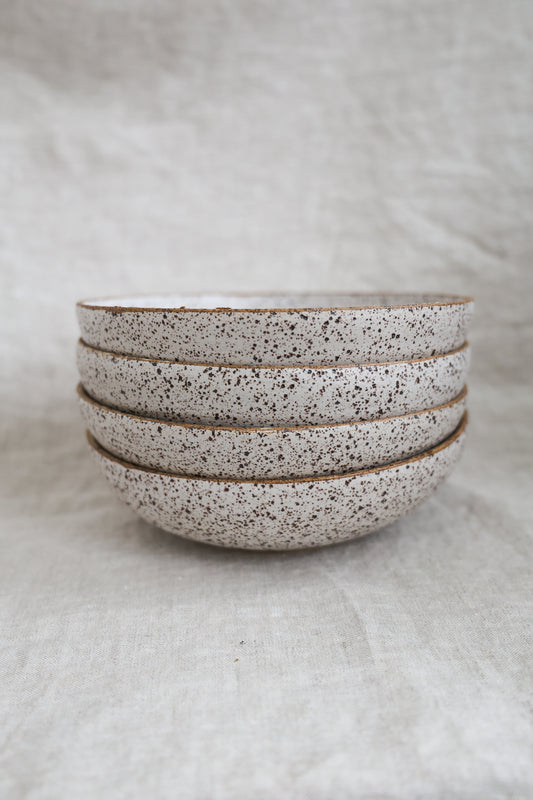 Speckled Matte White Handmade Pasta Bowls , Minimalist Pottery, Ceramic, Made to Order