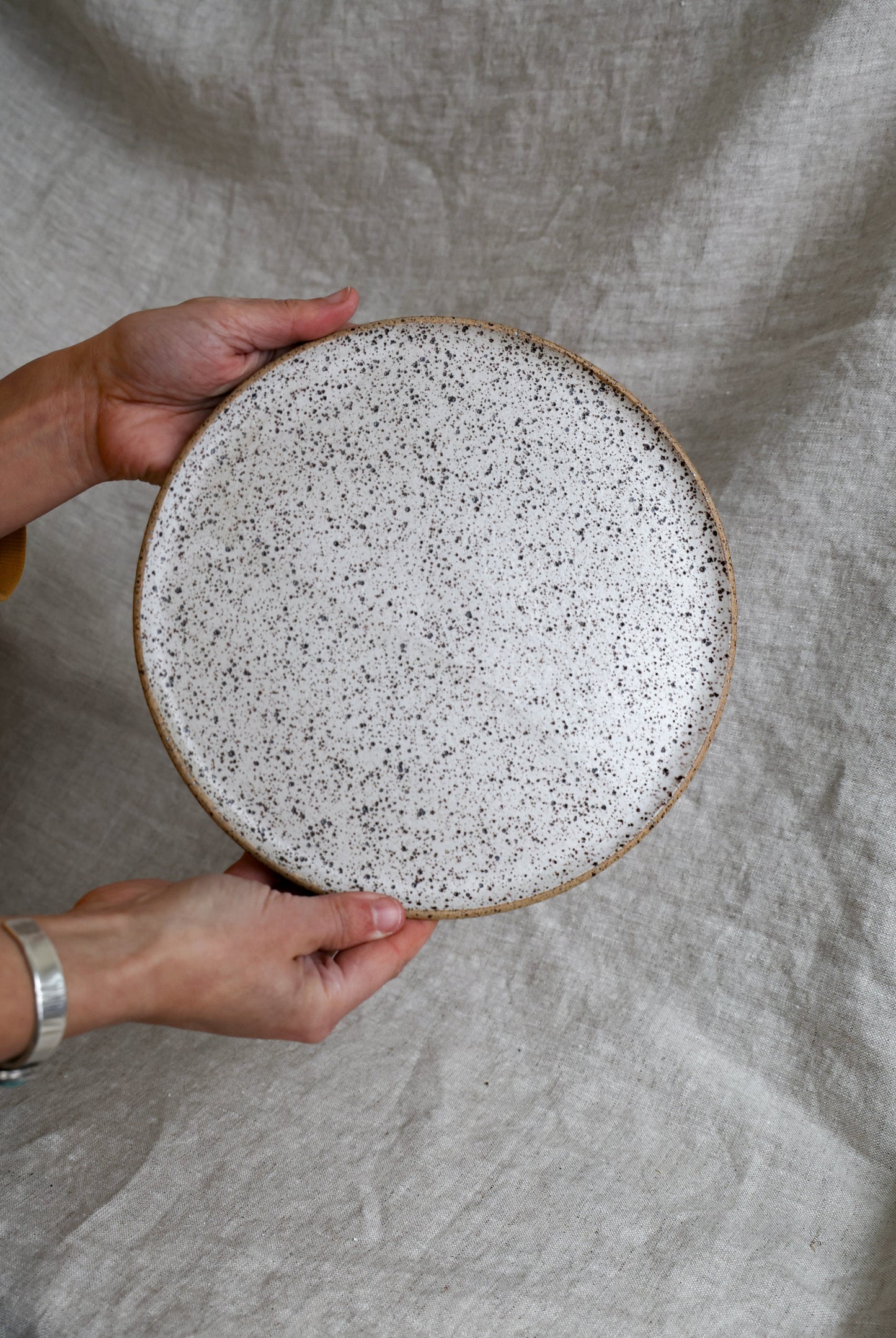 Speckled Matte White Handmade Plates, Minimalist Pottery, Ceramic, Made to Order