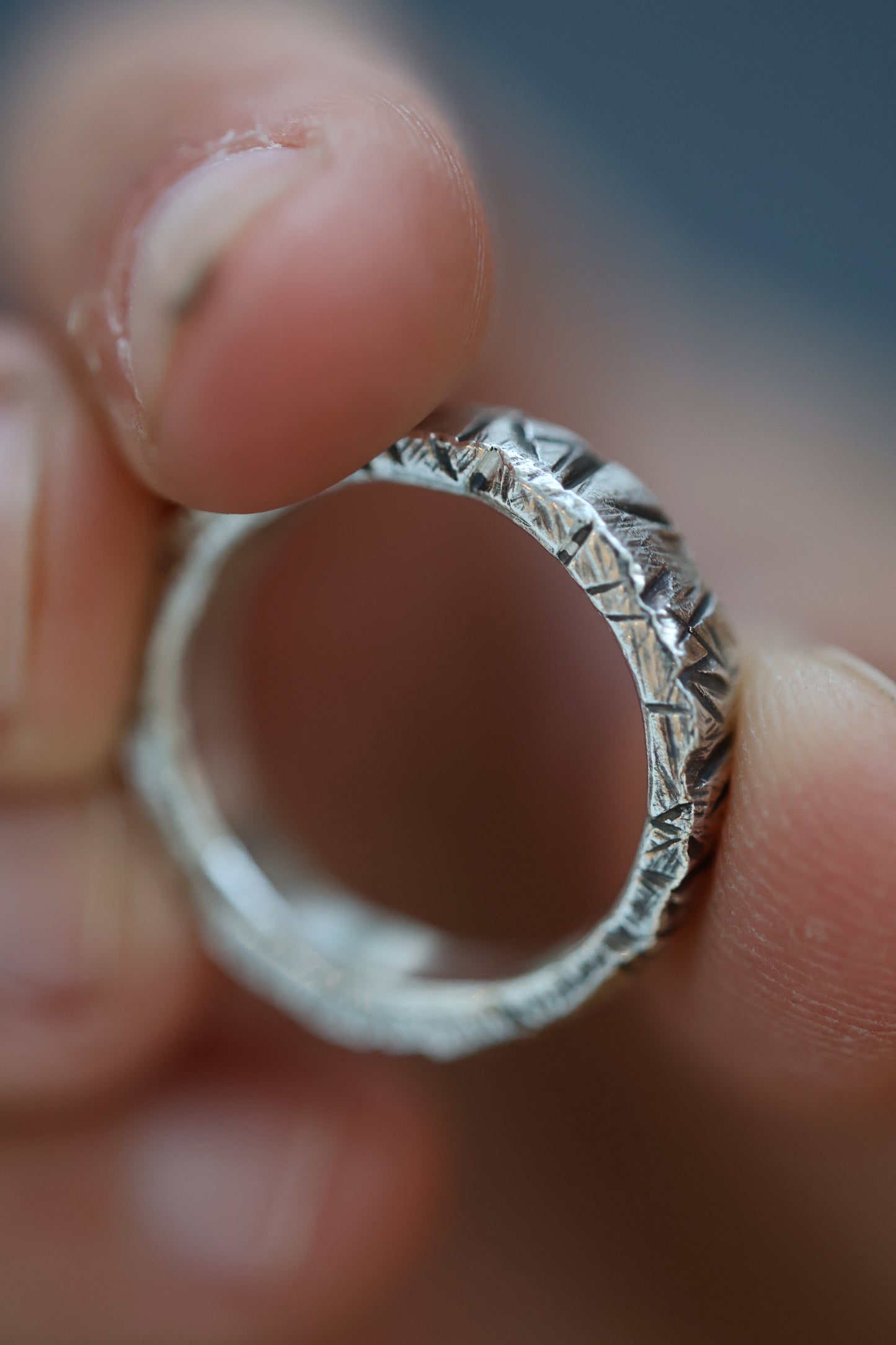 Alderon Bark Textured Chunky Silver Ring