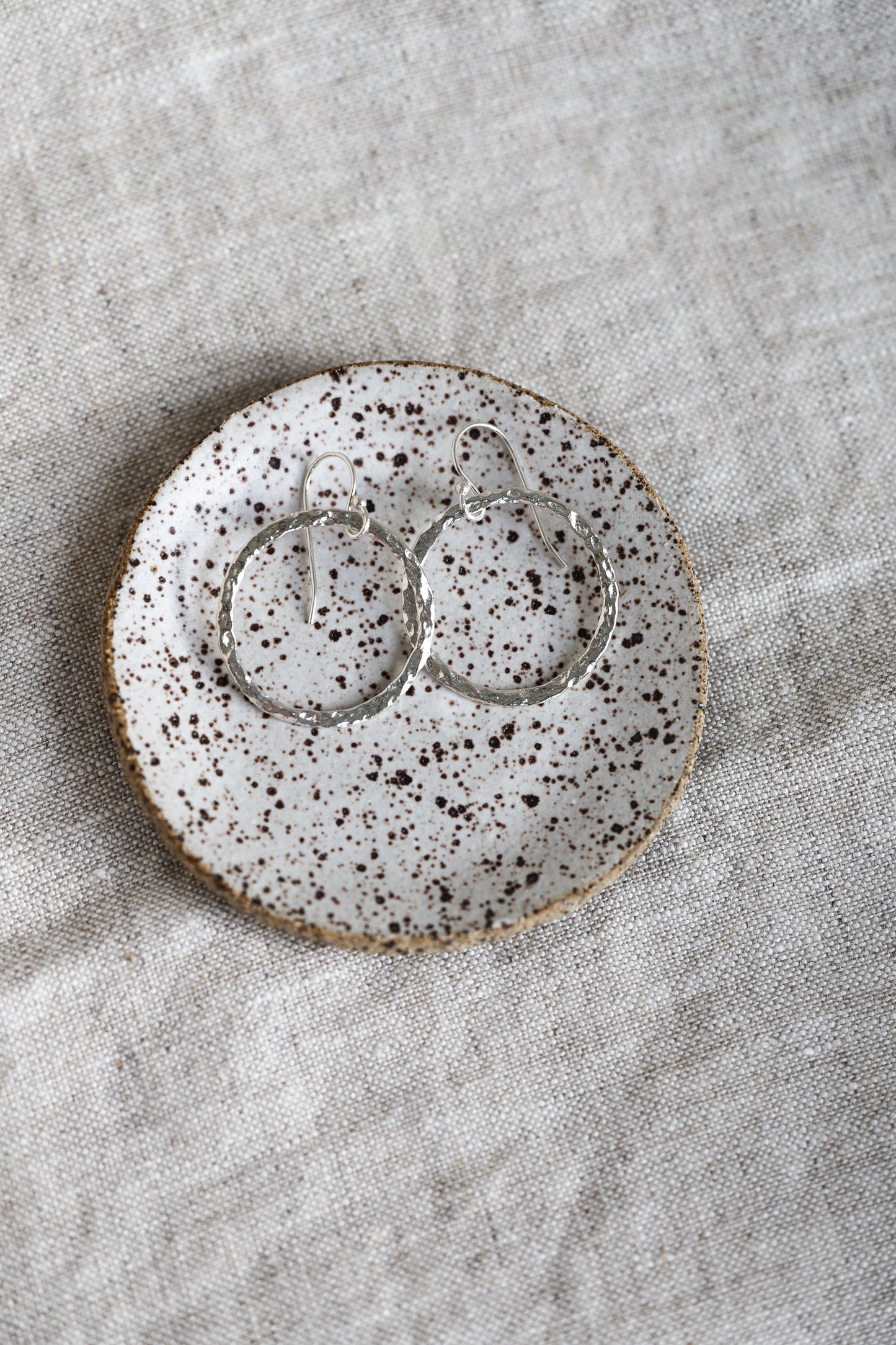 Hammered Silver or Brass Hoop Earrings, Perfect Every day, Pilates Earrings, Lightweight Water Earrings