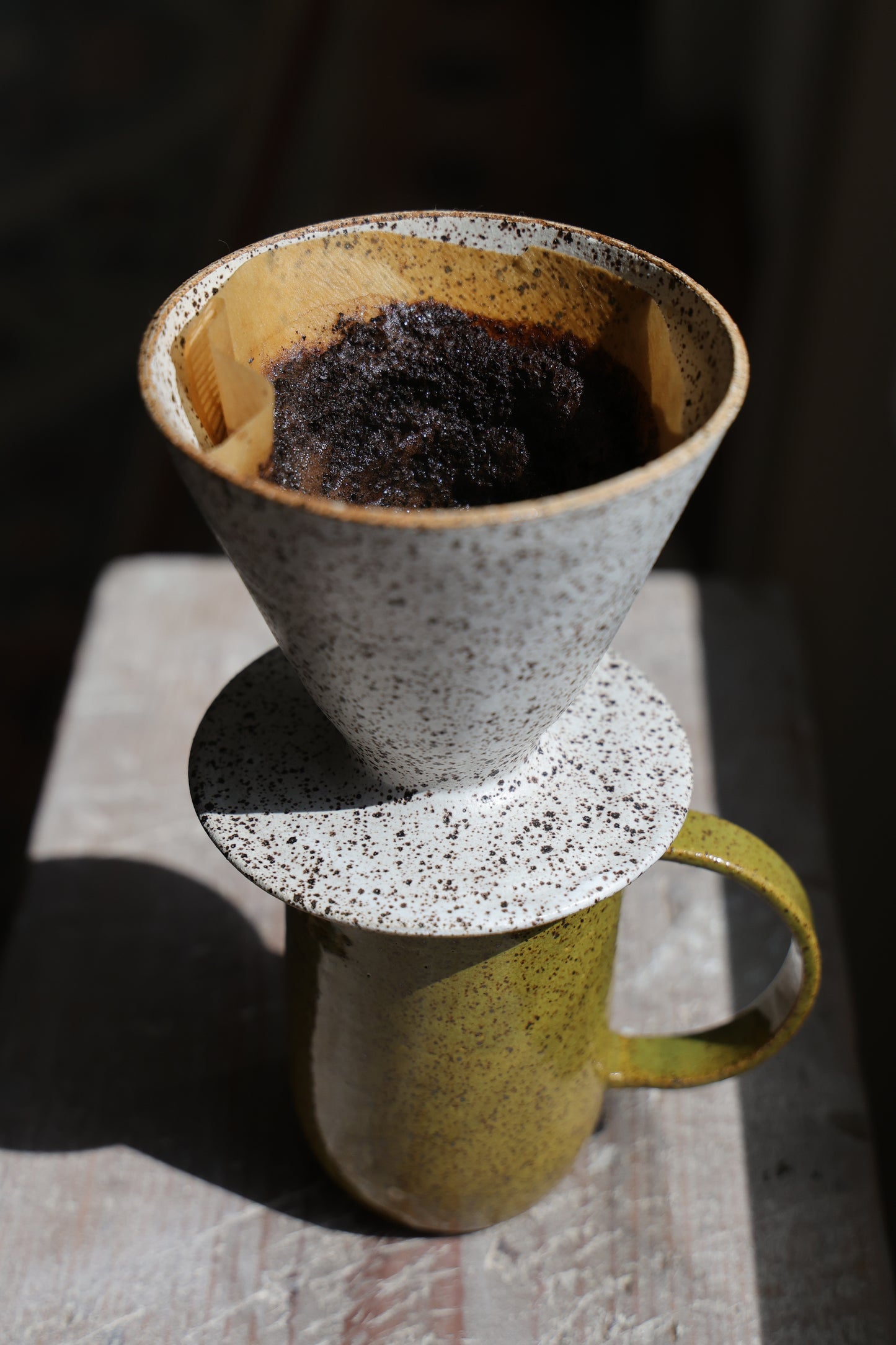 Olive green minimalist Ceramic Stoneware mug Hand Thrown in Maine 12-14oz.