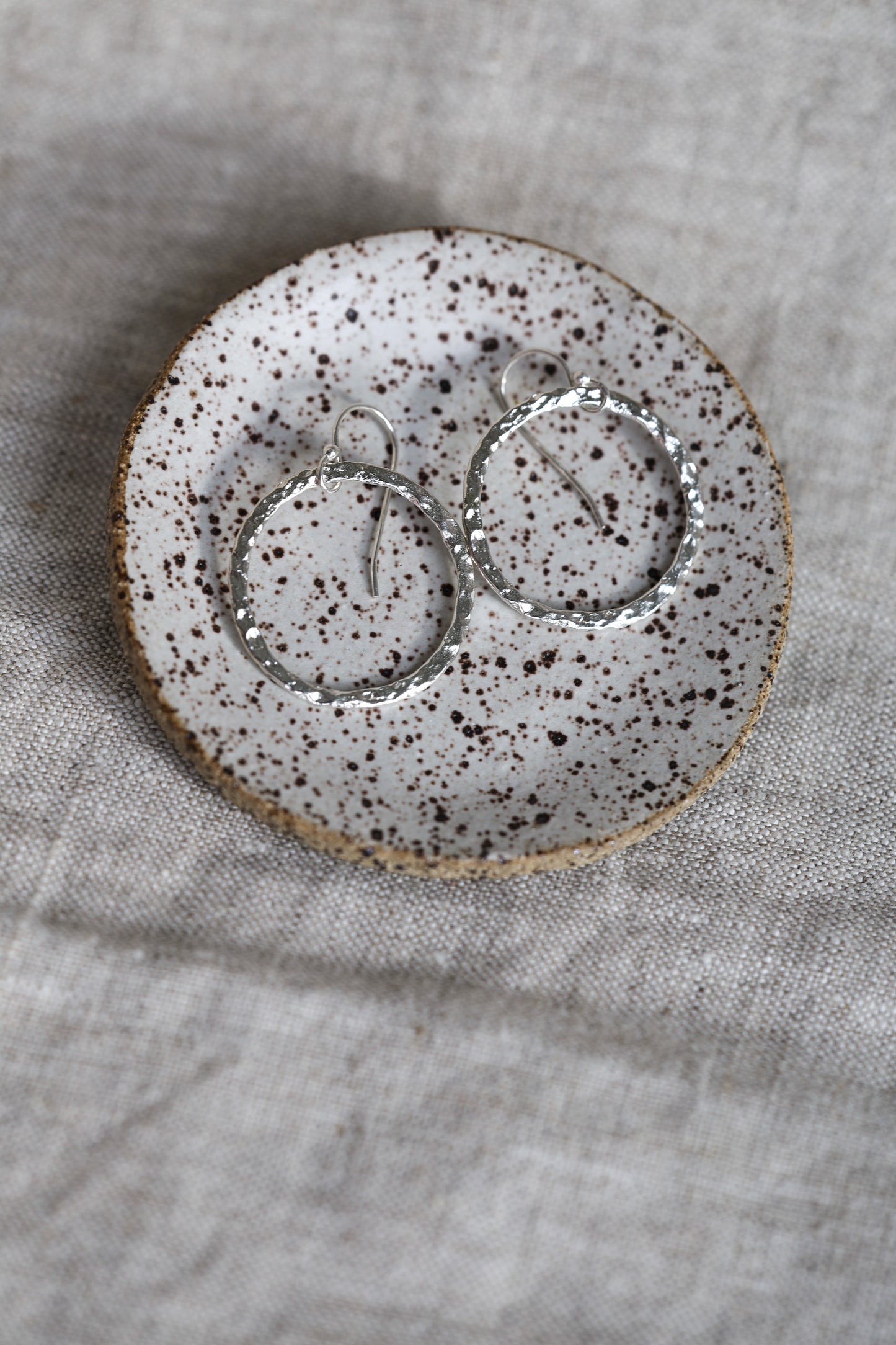 Hammered Silver or Brass Hoop Earrings, Perfect Every day, Pilates Earrings, Lightweight Water Earrings