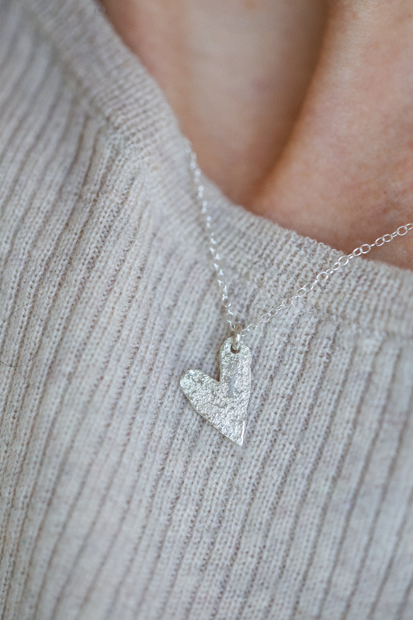 Textured OOAK Heart Necklace Valentine’s Day gift