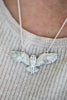 Barn owl, grounding wisdom and stillness, hand carved barn owl necklace with Brazilian Emerald, Carnelian, moonstone, or by itself.