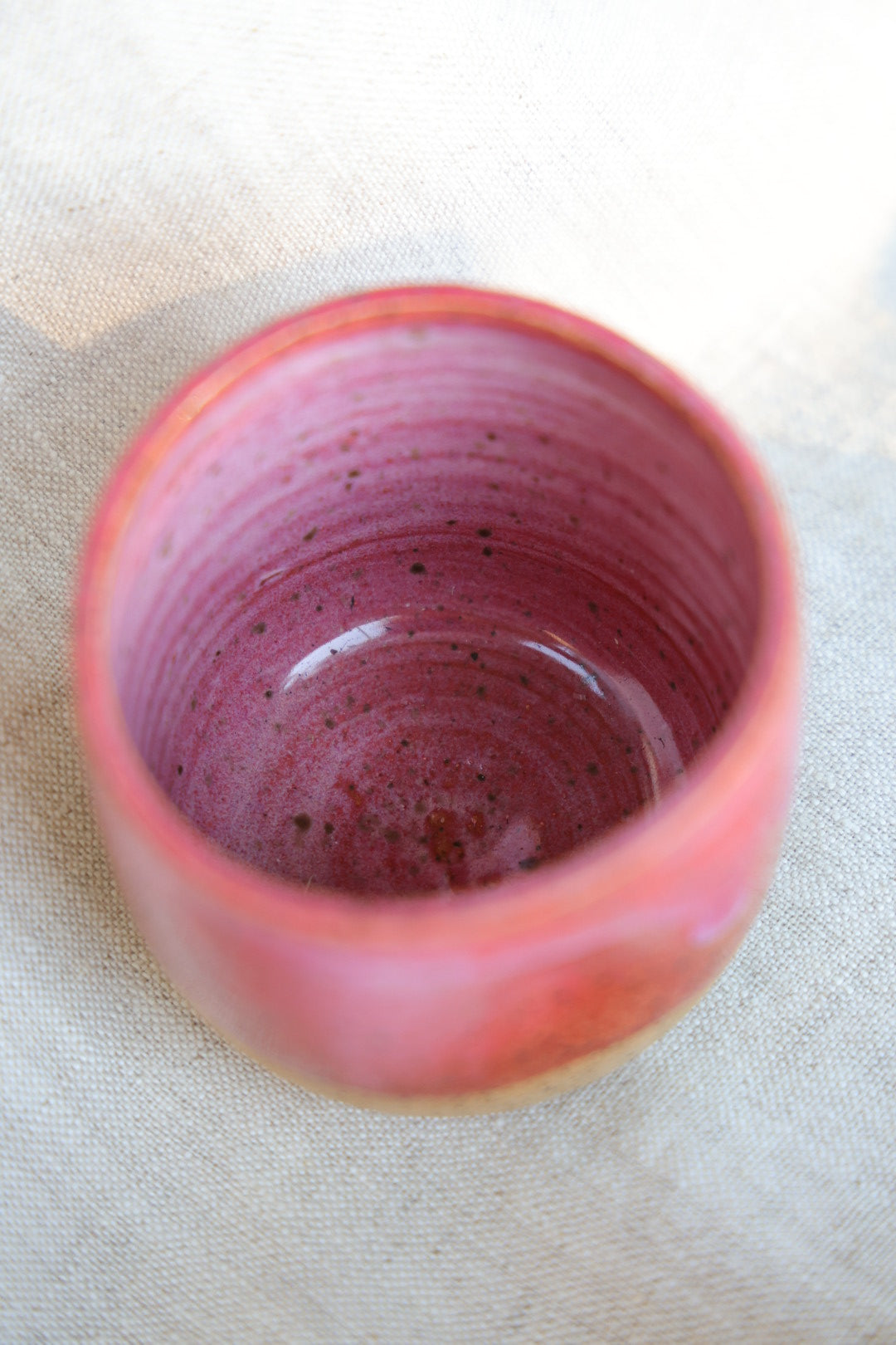 Espresso cups with thumb print, speckled stoneware, pink or white, small handmade cup, Maine made, perfect for morning coffee ritual, espresso, mugs of tea or any small beverage.