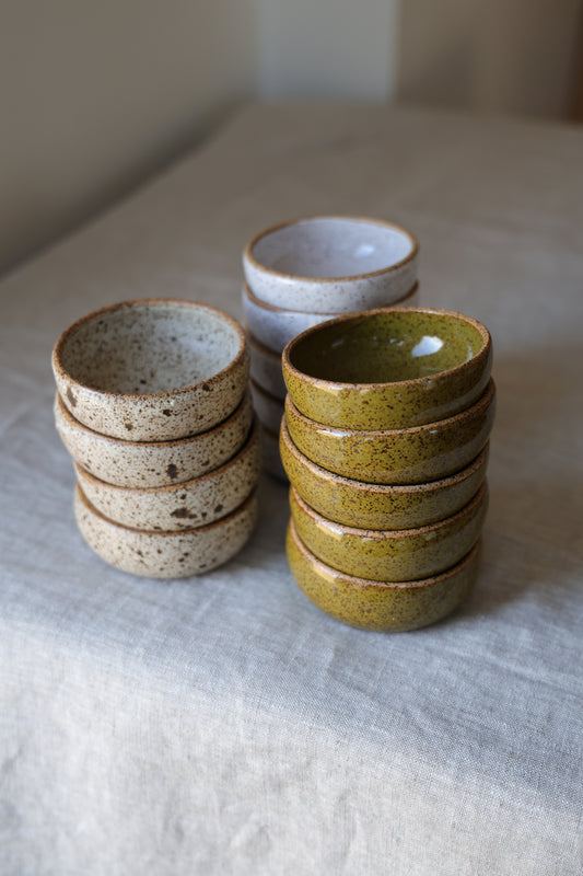 Handmade Ceramic Ramekin Trinket or Catchall Dish - Maine Pottery | Olive Green, Fresh White, or Speckled Quail Egg