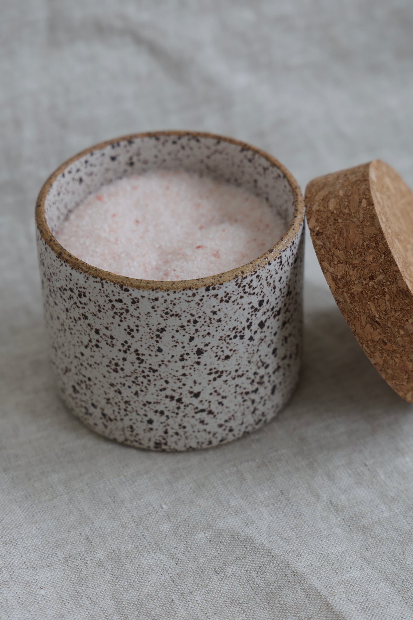 Handmade Ceramic Salt Cellar with Cork Lid – Minimalist Kitchen Storage