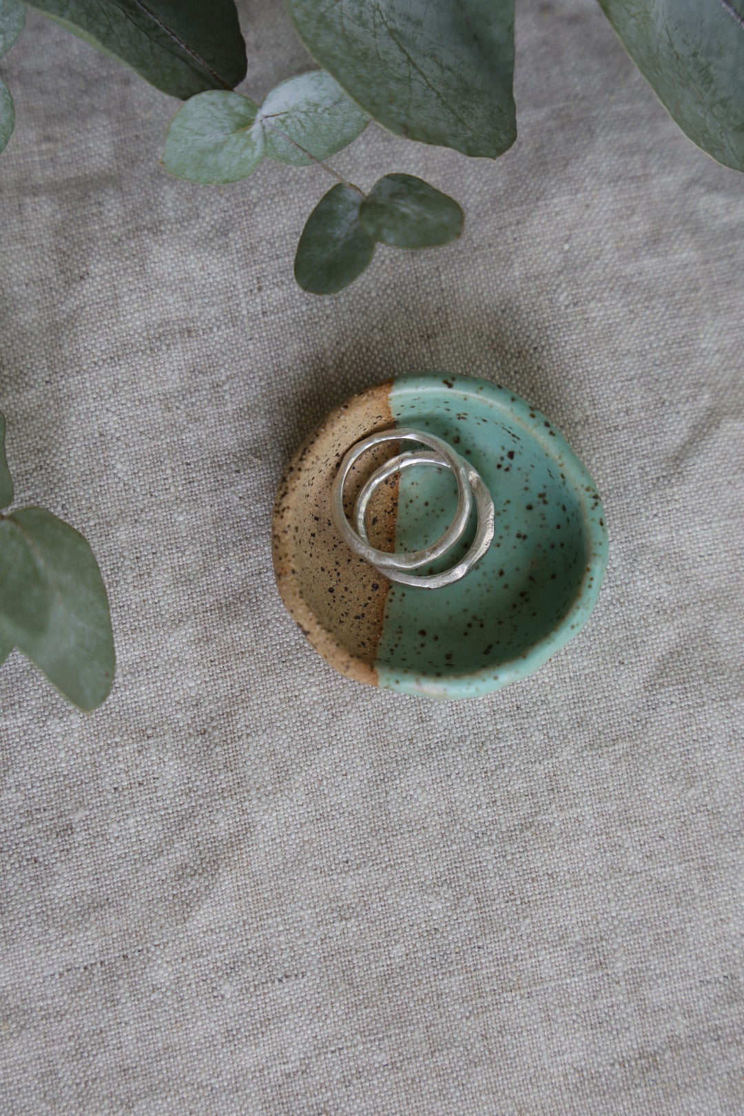 Tiny, trinket, dish, ceramic, green, white, pink