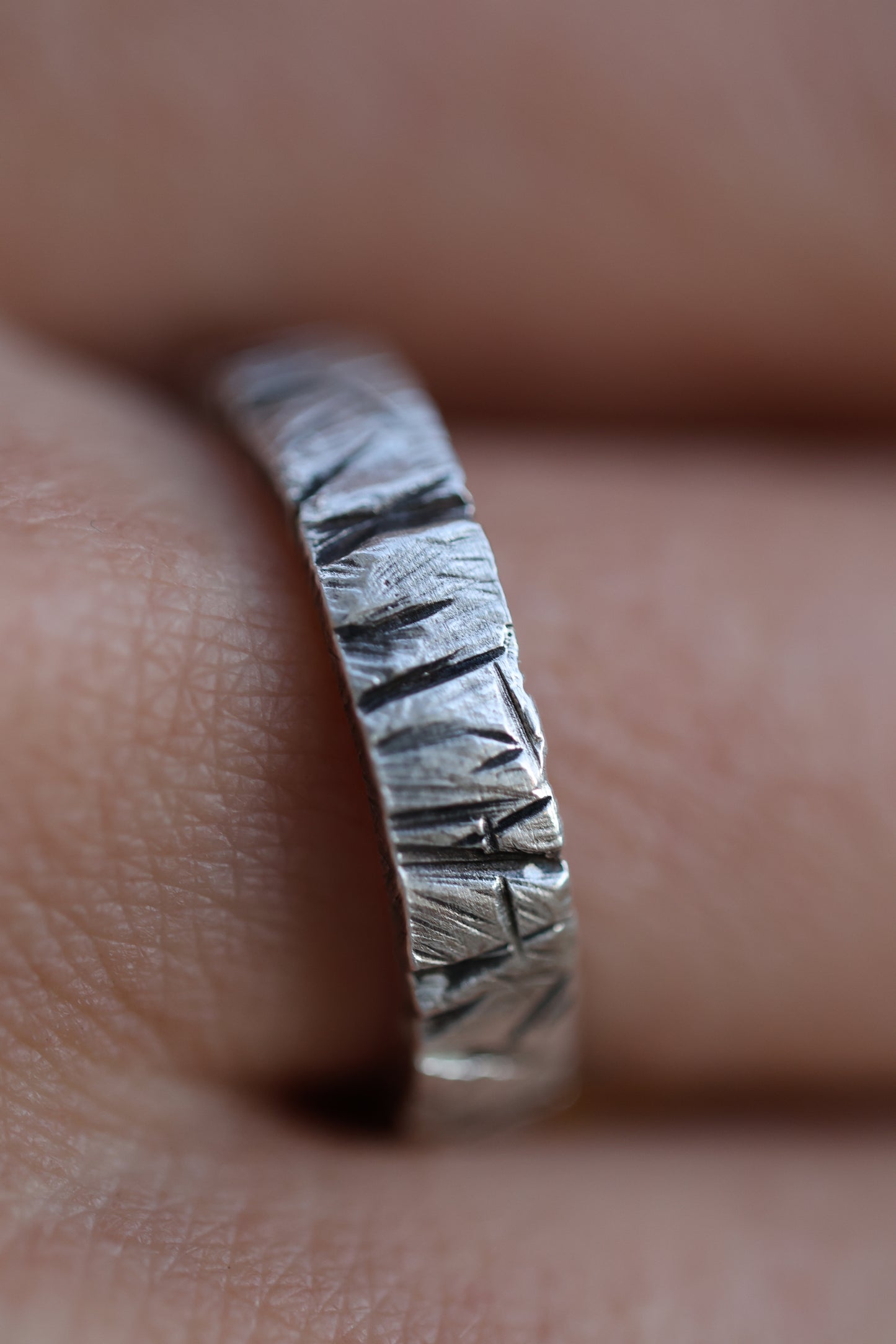 Alderon Bark Textured Chunky Silver Ring