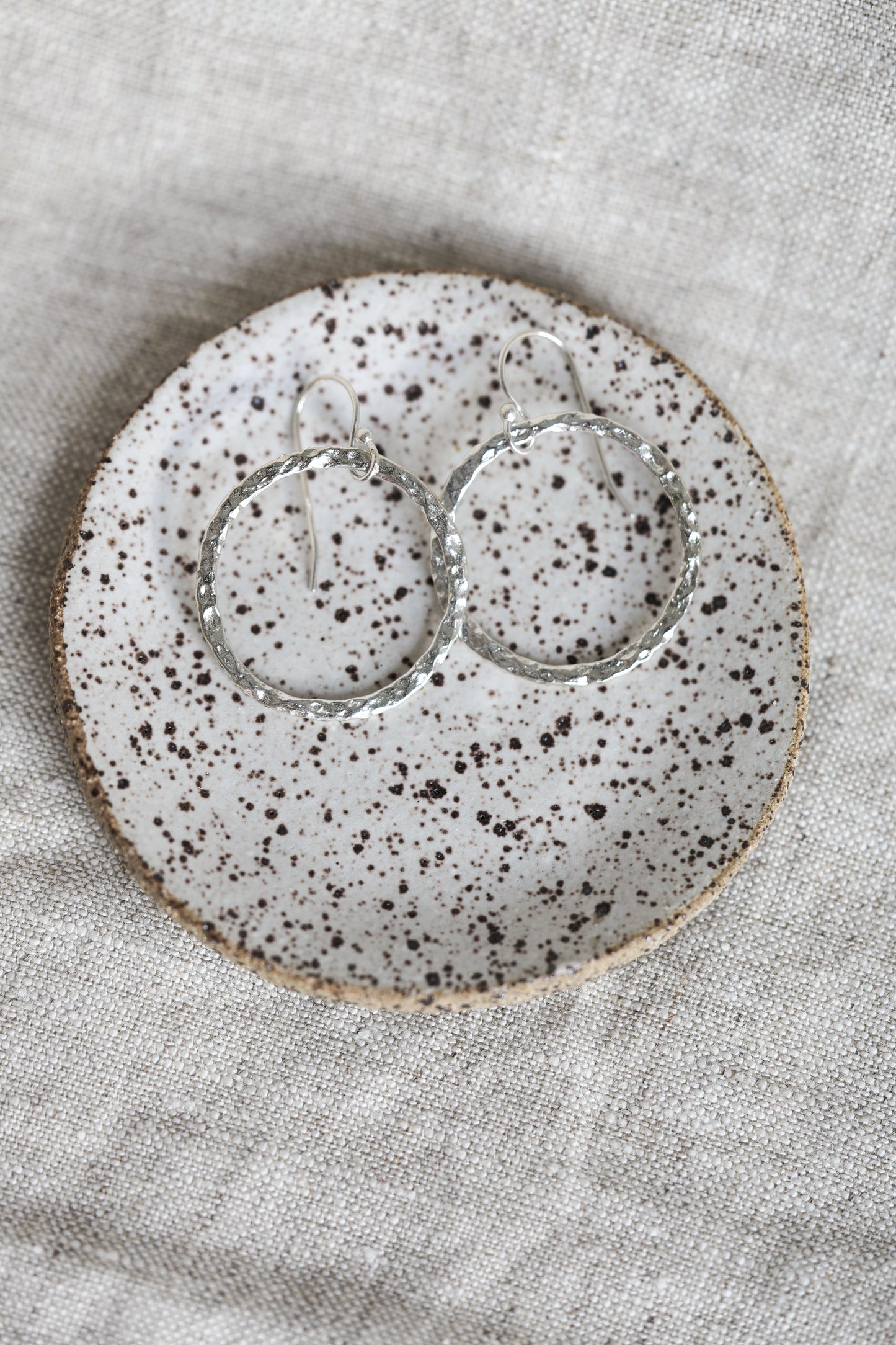 Hammered Silver or Brass Hoop Earrings, Perfect Every day, Pilates Earrings, Lightweight Water Earrings