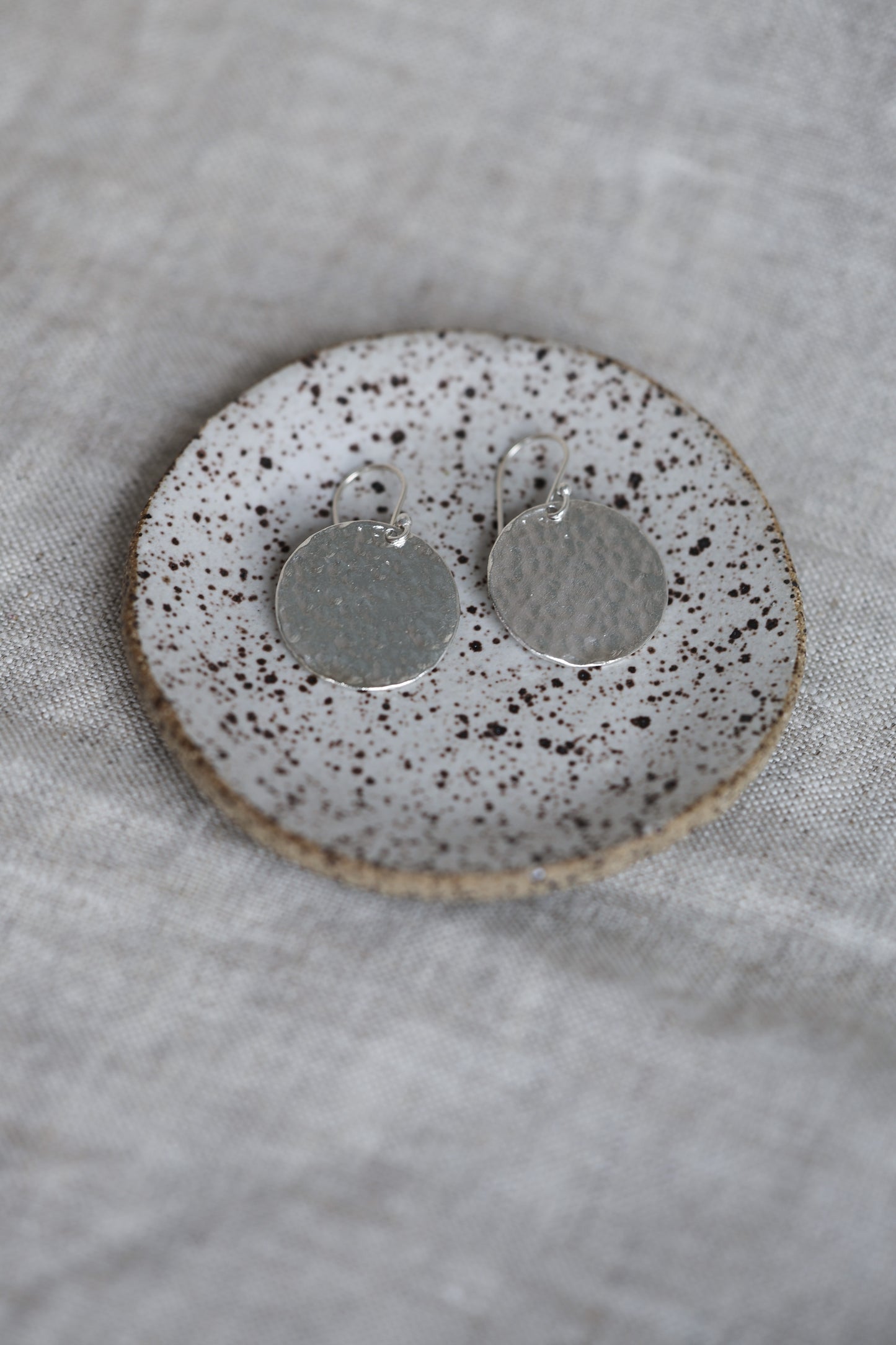 Hammered Silver or Brass Disc Earrings, Minimalist, Perfect Every day, Lightweight Water Earrings