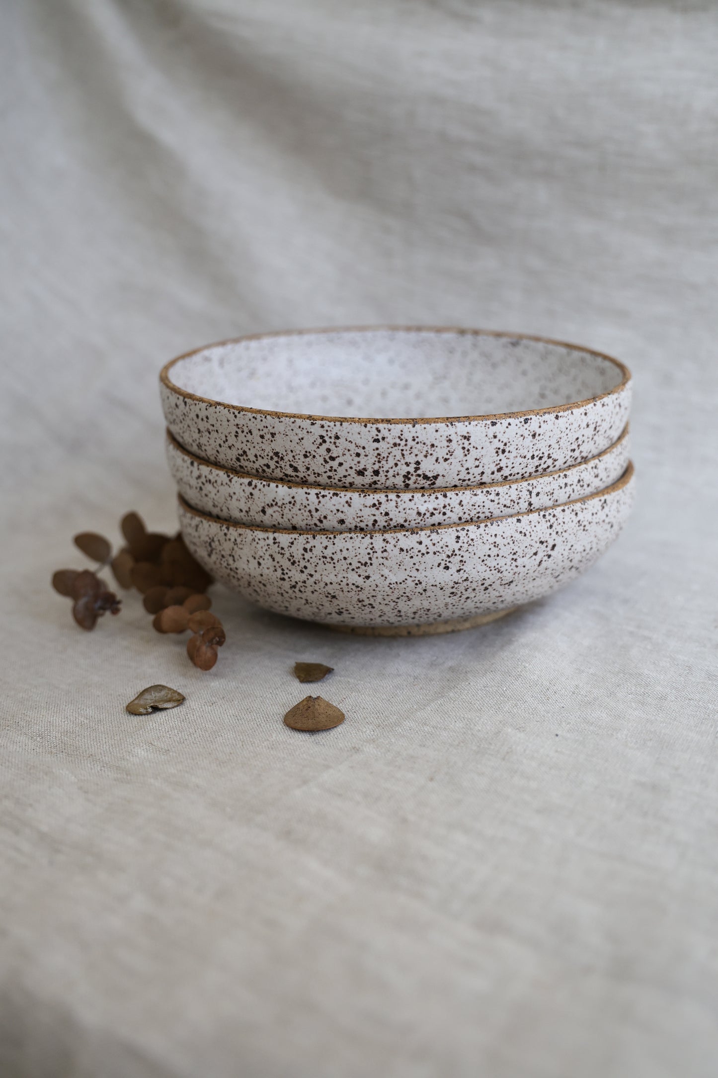 Speckled Matte White Handmade Pasta Bowls , Minimalist Pottery, Ceramic, Made to Order