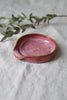 Spoon rest in speckled ceramic, kitchenware pottery, rustic, handmade, artful home, white, pink, or green.