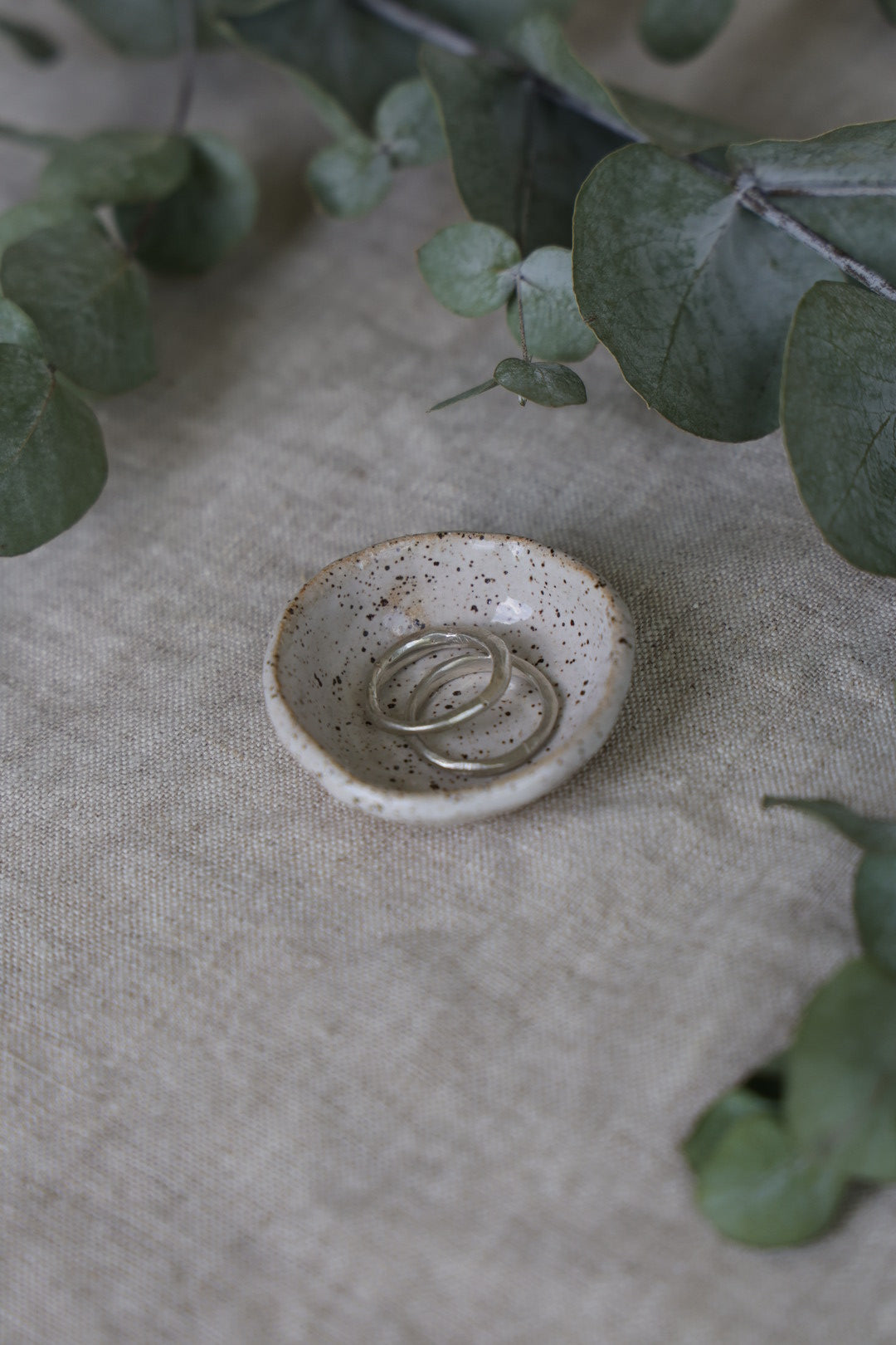 Tiny, trinket, dish, ceramic, green, white, pink