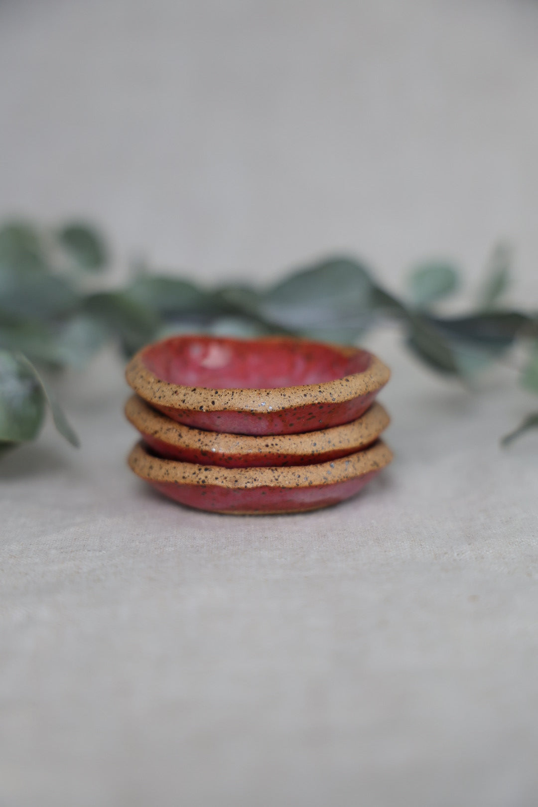 Tiny, trinket, dish, ceramic, green, white, pink