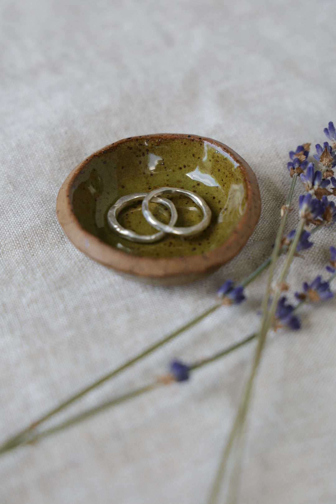 Tiny, trinket, dish, ceramic, green, white, pink