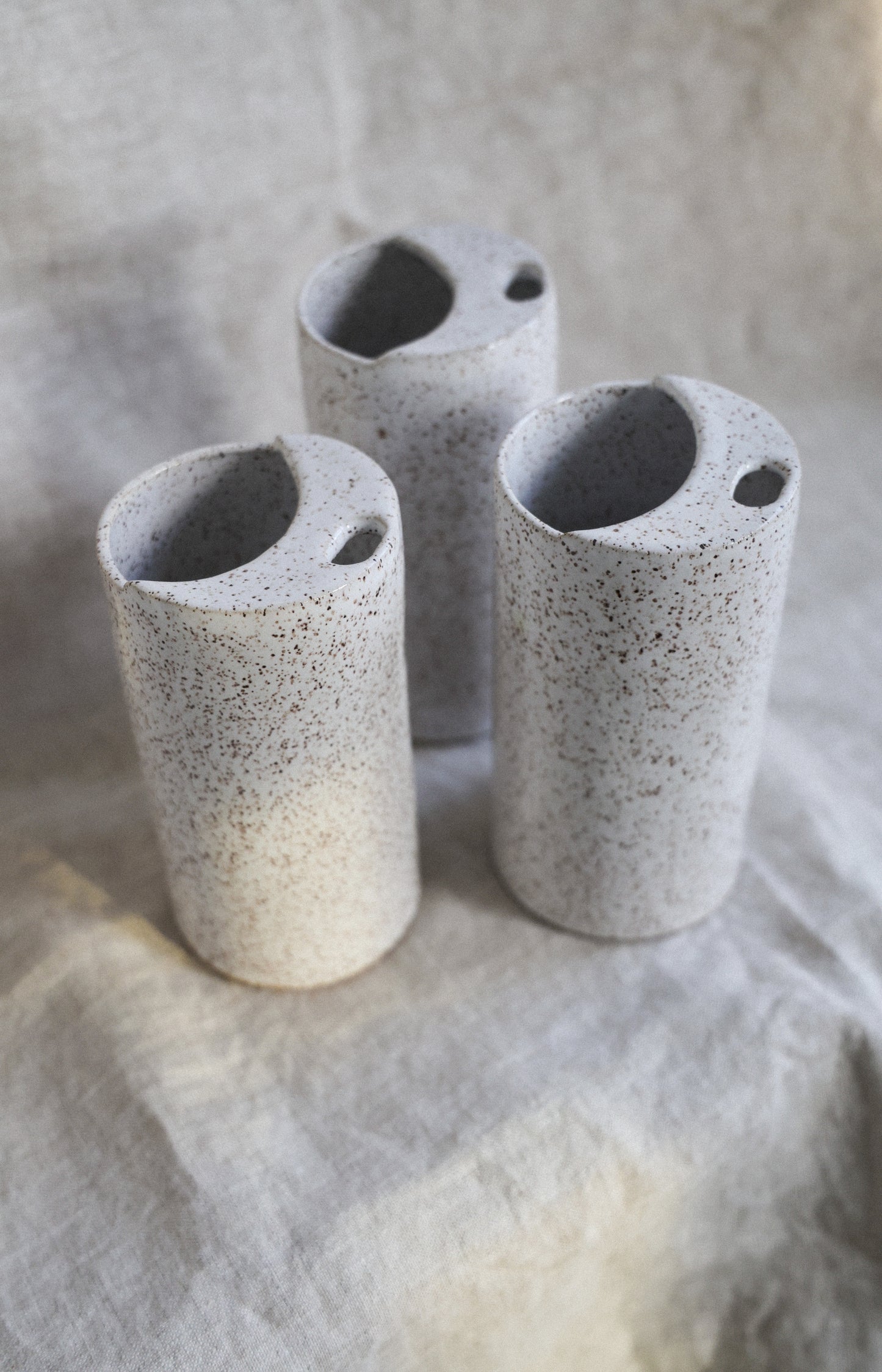 Fresh White Crescent Moon Travel mug, Mustache Saver, Minimalist Cream, Ceramic Stoneware Hand Thrown in Maine 14-16oz