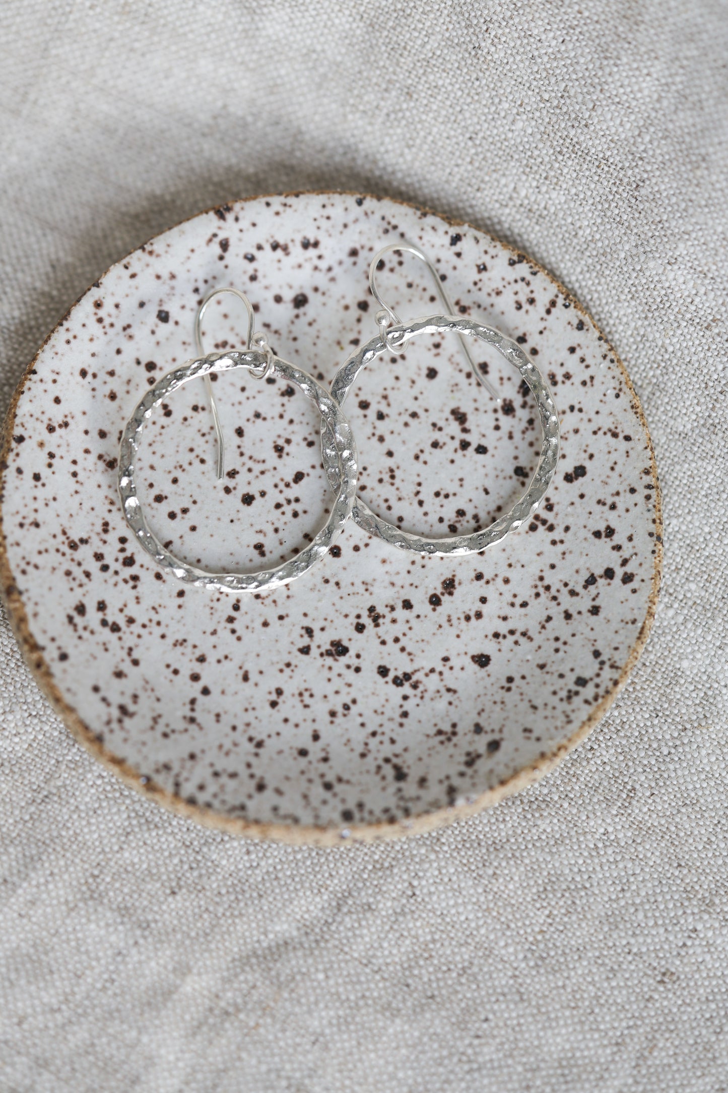 Hammered Silver or Brass Hoop Earrings, Perfect Every day, Pilates Earrings, Lightweight Water Earrings