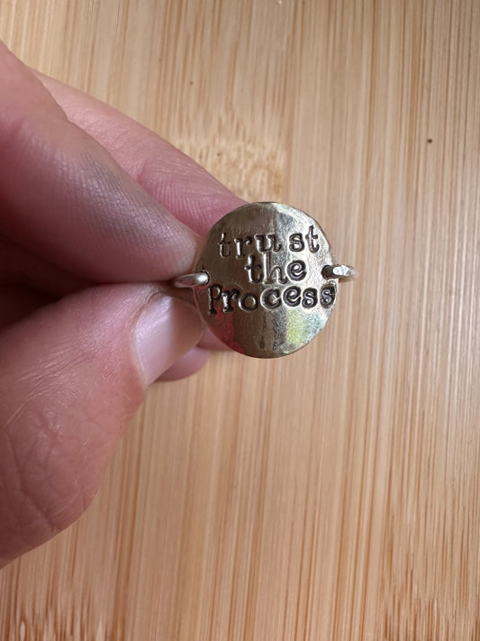 Custom listing for Linda - TRUST THE PROCESS | affirmation touchstone ring, recycled sterling silver,