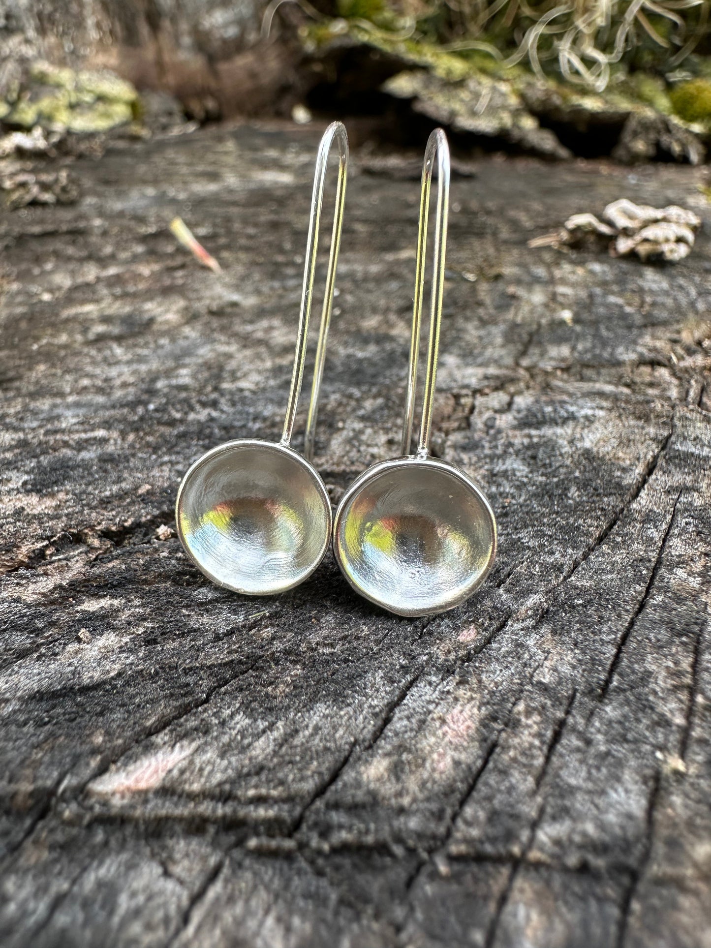 Minimalist Dome, Maine Recycled Dome Earrings | Handmade Sterling Silver or Brass | Eco-Friendly Jewelry